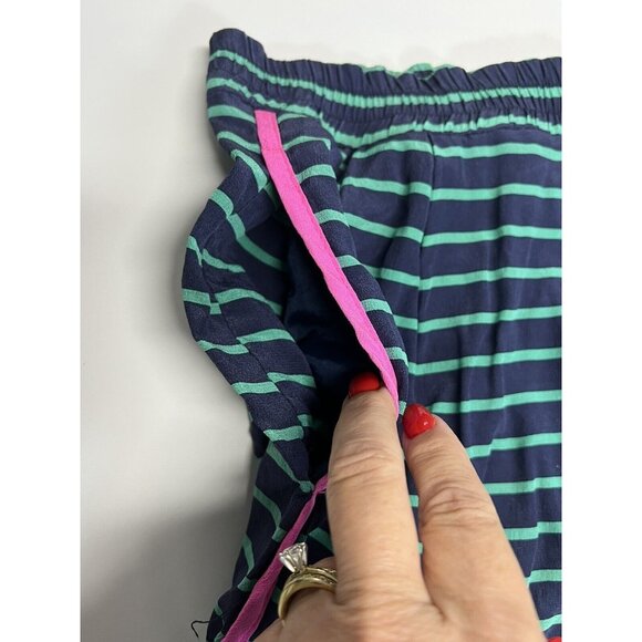 Nanette Lepore Striped Mini Skirt~Size 2~Navy/Green/Hot Pink~100% Silk L11 25 - Picture 4 of 9